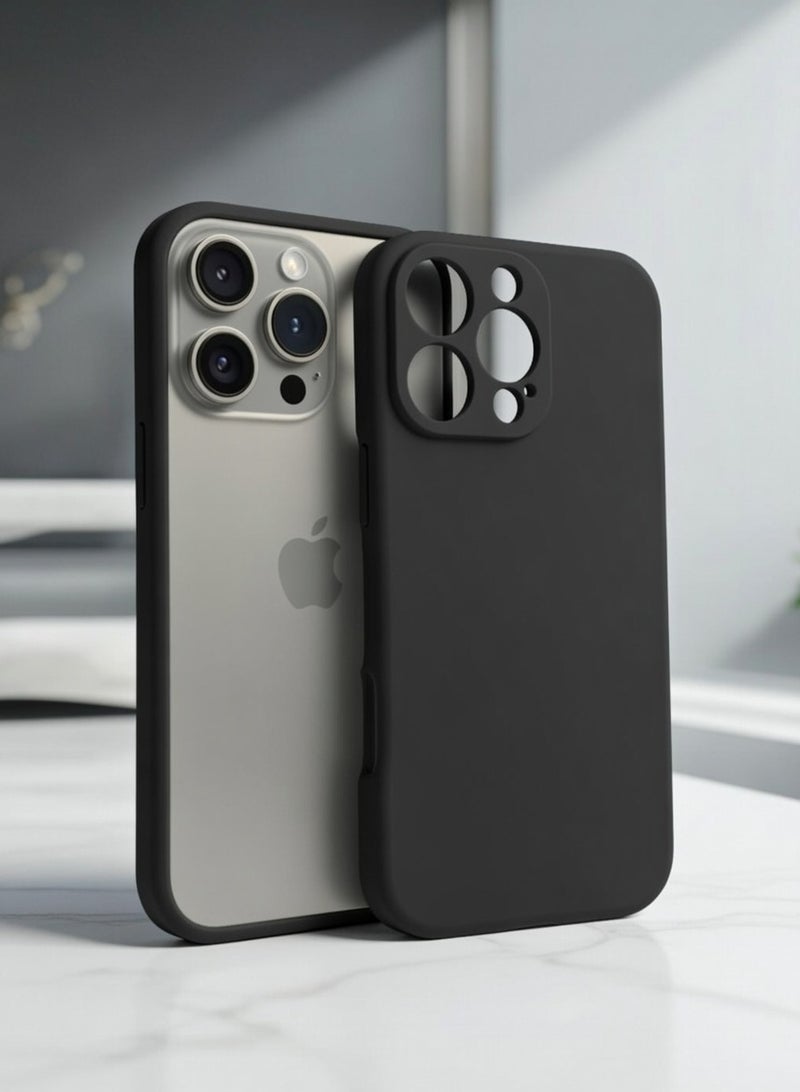 جراب iPhone 16 Pro Max، قبضة محسّنة، متين ومرن، مقاوم للصدمات، غطاء حماية متين من مادة TPU - أسود - Image 1